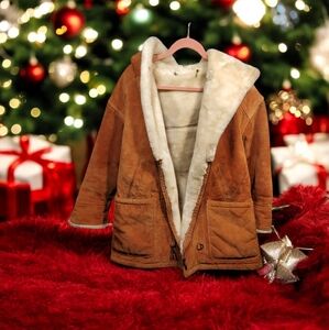 Gallery small genuine leather fur lined winter coat